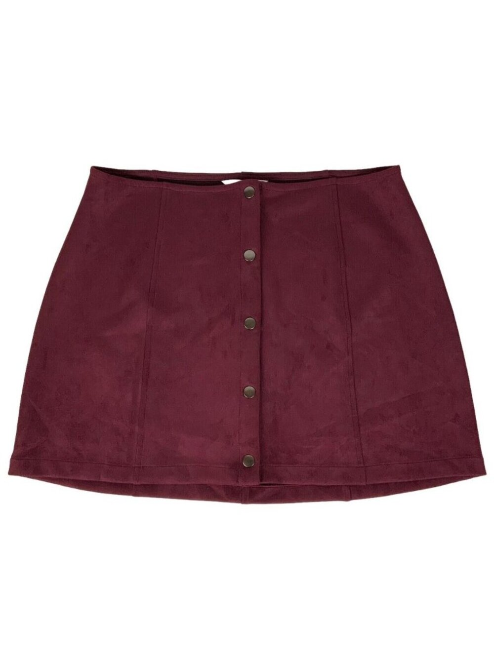 Jack By BB Dakota Womens Snap Front Mini Skirt Medium Faux Suede Burgundy
